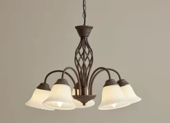 Leuchtenserie aus Metall mit Glasschirmen