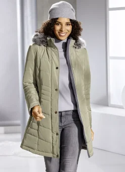 Longjacke mit abnehmbarem Kunstpelz-Besatz
