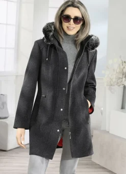 Longjacke mit abnehmbarer Kapuze