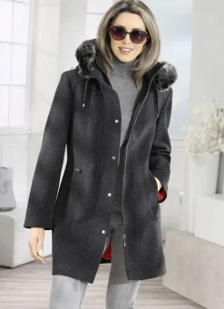 Longjacke mit abnehmbarer Kapuze