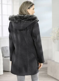 Longjacke mit abnehmbarer Kapuze