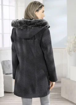 Longjacke mit abnehmbarer Kapuze
