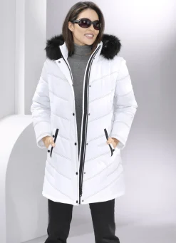 Longjacke mit abnehmbarer Kapuze