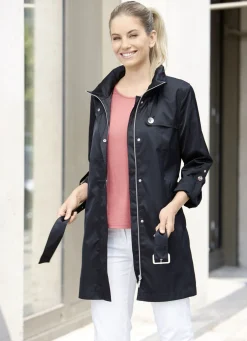Longjacke mit Gürtel in Trench-Optik