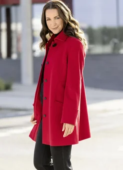 Longjacke mit stilvoll verdeckter Knopfleiste
