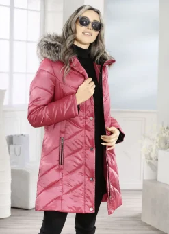 Longjacke mit umschlagbaren Ärmeln in Kontrast