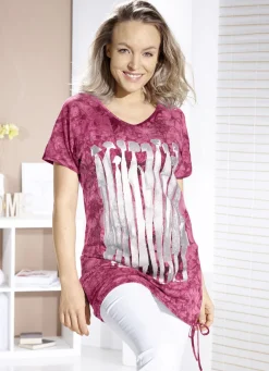 Longshirt mit Kontrast-Druck in 2 Farben