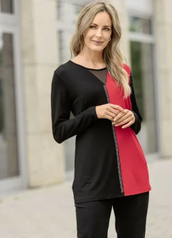 Longshirt mit silberfarbener Plättchenzier