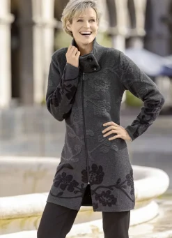 Long-Strickjacke mit Cloqué-Effekten