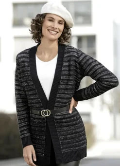 Long-Strickjacke mit Glitzer