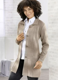 Long-Strickjacke mit Schurwolle