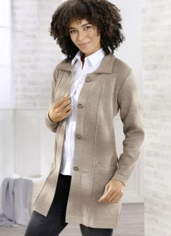 Long-Strickjacke mit Schurwolle