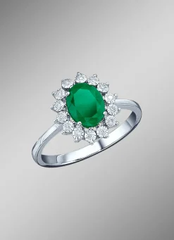 Majestätischer Damenring mit Diamanten und echt Smaragd
