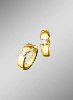 Massive Klappcreolen mit 2 Brillanten