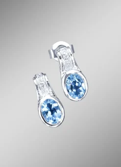 Massive Ohrstecker mit Blautopas und Zirkonia