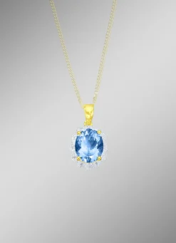 Massiver Anhänger mit Blautopas und Diamanten