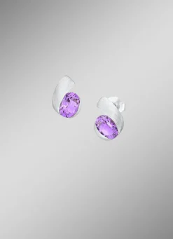 Moderne Ohrstecker mit echt Amethyst