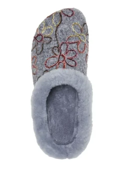Mubb Wollfilz-Pantoffel mit bunter Blüten-Stickerei