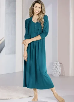 Nachthemd, Langarm mit Biesenverarbeitung und Knopfleiste