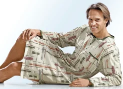 Nachthemd mit Knopfleiste und Alloverdessin, langarm