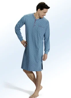 Nachthemd mit Knopfleiste, Ärmelbündchen und Seitenschlitzen