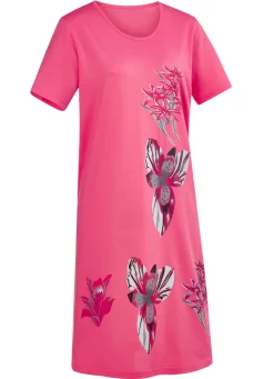 Nachthemd mit platziertem Druck und kurzen Ärmeln