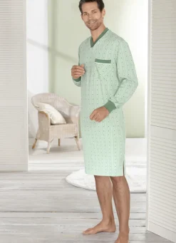 Nachthemd mit V-Ausschnitt und Brusttasche