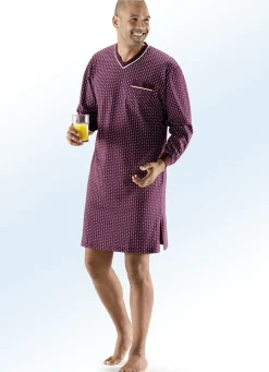 Nachthemd mit V-Ausschnitt, aufgesetzte Brusttasche