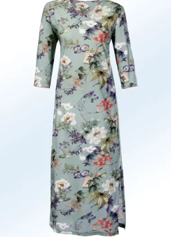 Nachthemd, wadenlang mit 3/4-langen Ärmeln