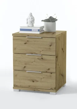 Nachttisch mit metallfarbenen Kunststoffgriffen