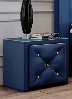 Nachttisch mit Schublade und Glasplatte