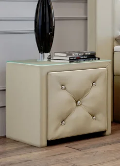 Nachttisch mit Schublade und Glasplatte