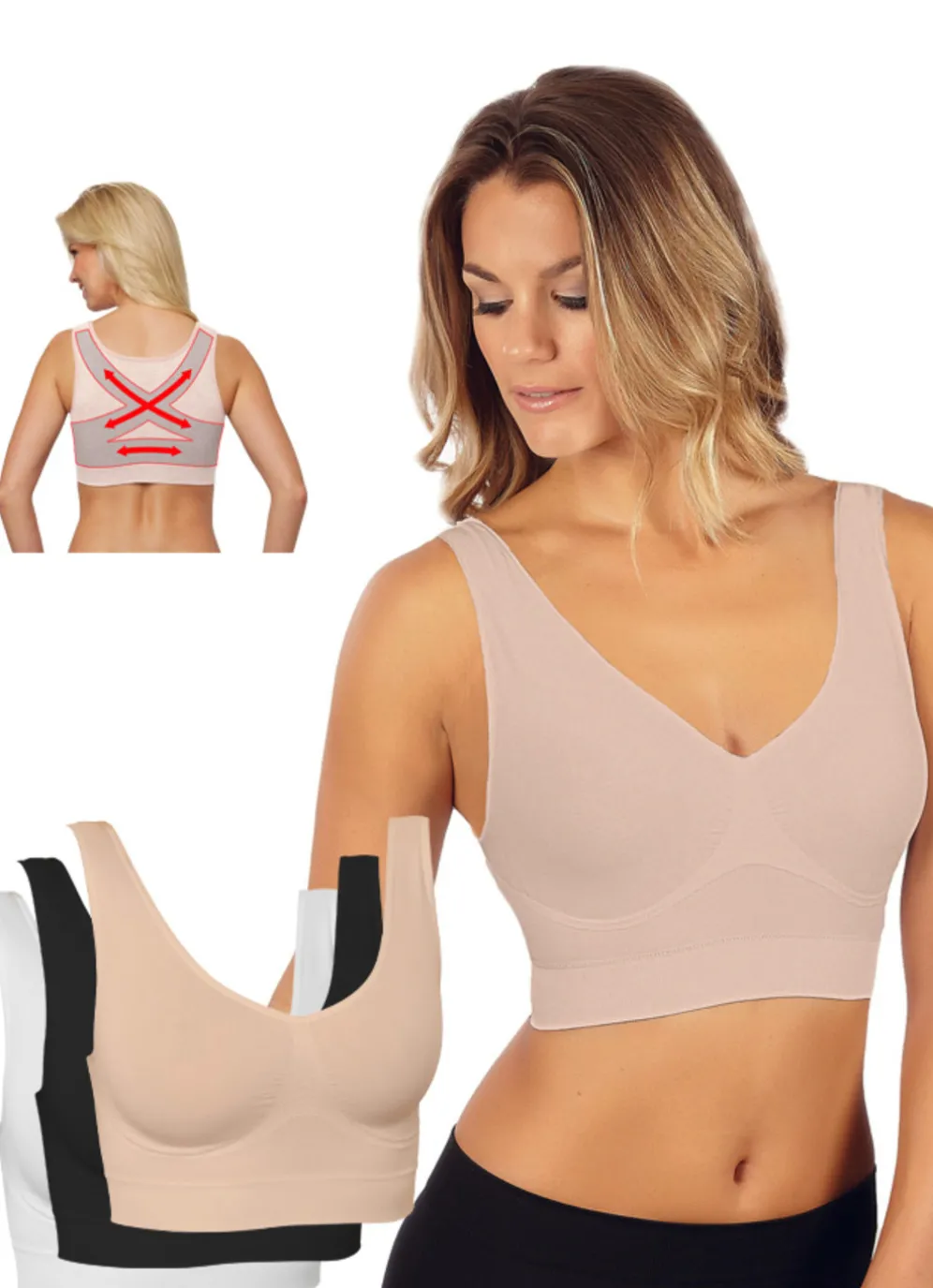 Nahtloser Komfort-BH 3er-Set