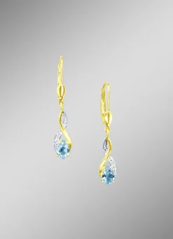 Ohrringe mit Brillanten und echt Blautopas
