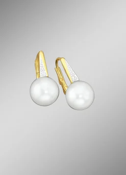 Ohrringe mit Brillanten und Süßwasser-Zuchtperlen