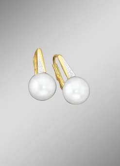 Ohrringe mit Brillanten und Süßwasser-Zuchtperlen