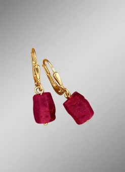 Ohrringe mit echten Roh-Rubinen