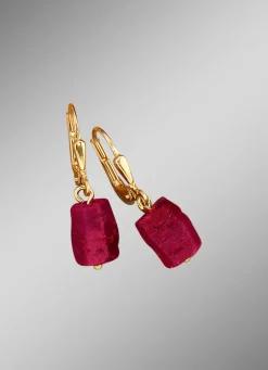 Ohrringe mit echten Roh-Rubinen