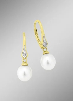 Ohrringe mit Süßwasser-Zuchtperlen und Diamanten