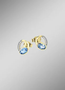 Ohrstecker mit Blautopas und Zirkonia