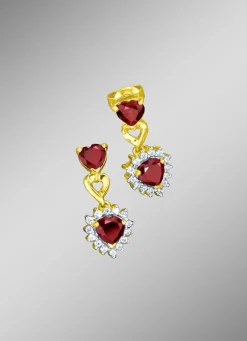 Ohrstecker mit echt Granat und echt Weißtopas