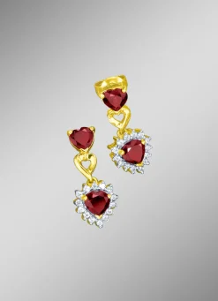 Ohrstecker mit echt Granat und echt Weißtopas