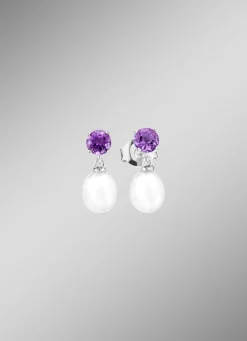 Ohrstecker mit Süßwasser-Zuchtperle und Amethyst