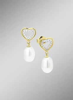 Ohrstecker mit Süßwasser-Zuchtperlen und synth. Zirkonia