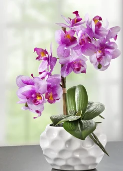 Orchideen-Gesteck in Keramikvase