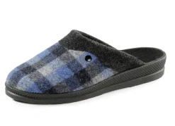 Pantoffel aus kariertem Textilmaterial