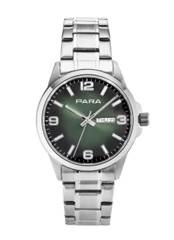 Para-Quartz-Herrenuhr mit Stahlbandgehäuse