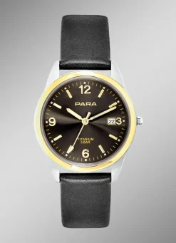 Para-Quartz-Partneruhren mit Lederband