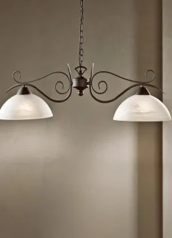 Pendelleuchte, 2-flammig, mit Gestell aus rostfarbenem Stahl