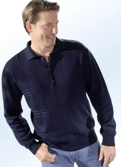 Polopullover mit kurzer Knopfleiste in 3 Farben